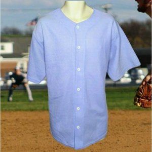 OSO USA Blue Button Up Short Sleeves Athletic Baseball Jerseys